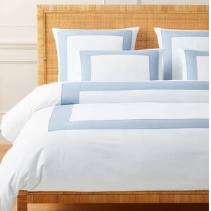 ❤️ Beach Club Border Percale Duvet Cover (Coastal Blue - Full/ Queen)